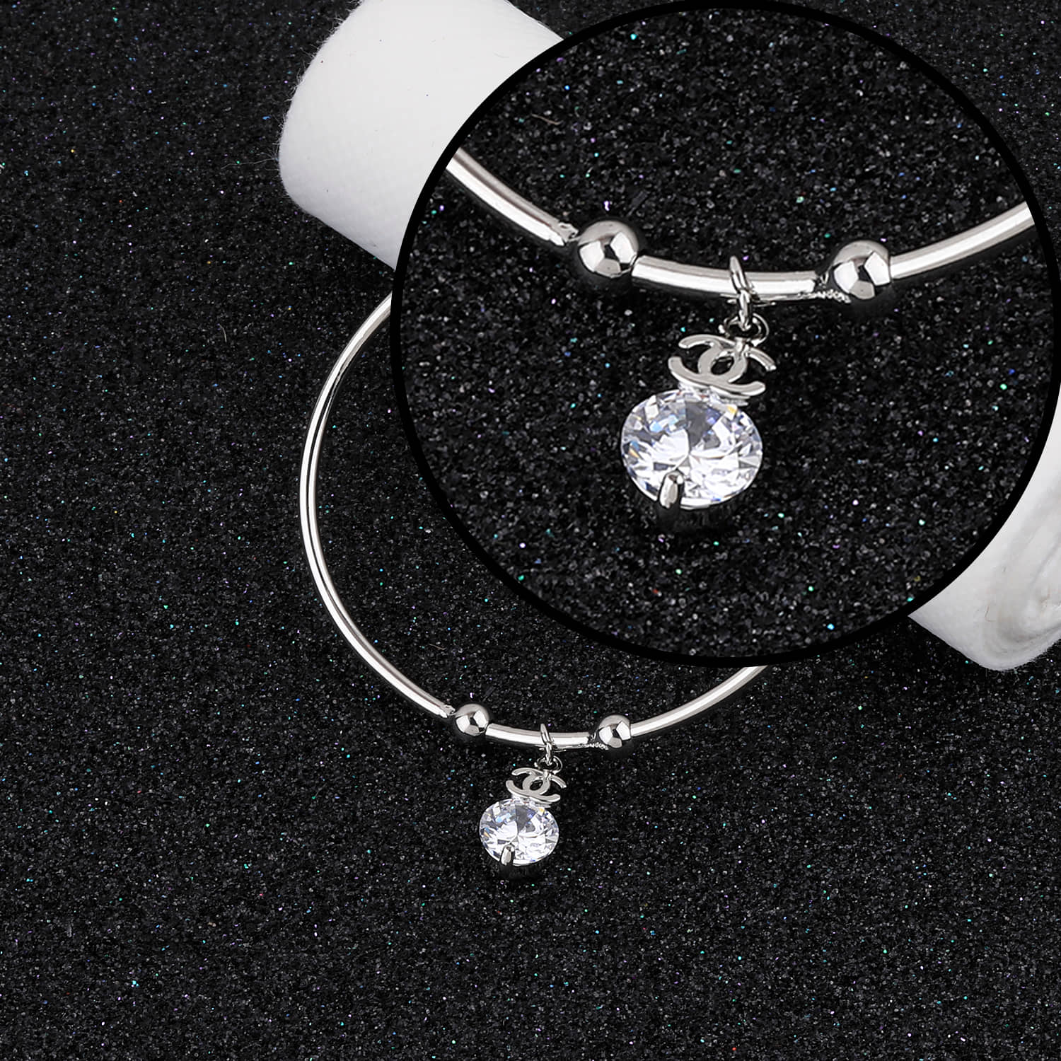 SILVER SHINE Charm Stylish Look Adjustable Bracelet With Diamond For Women Girls - Bangles & Bracelets | Buy online on ZillyBuy