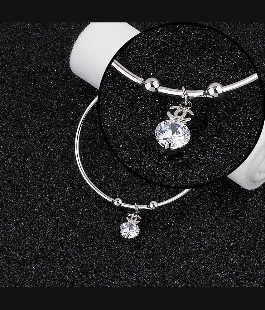 SILVER SHINE Charm Stylish Look Adjustable Bracelet With Diamond For Women Girls - Bangles & Bracelets | Buy online on ZillyBuy
