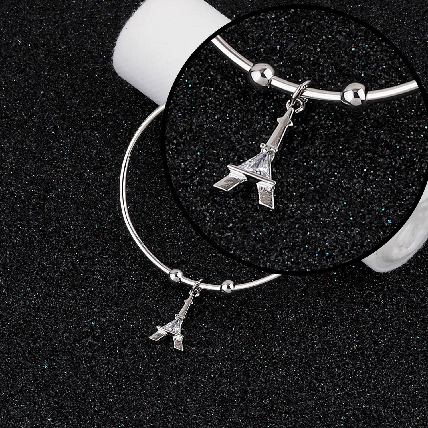 SILVER SHINE Party Wear Adjustable Bracelet With Diamond For Women Girls SILVER SHINE Party Wear Adjustable Bracelet With Diamond For Women Girls
