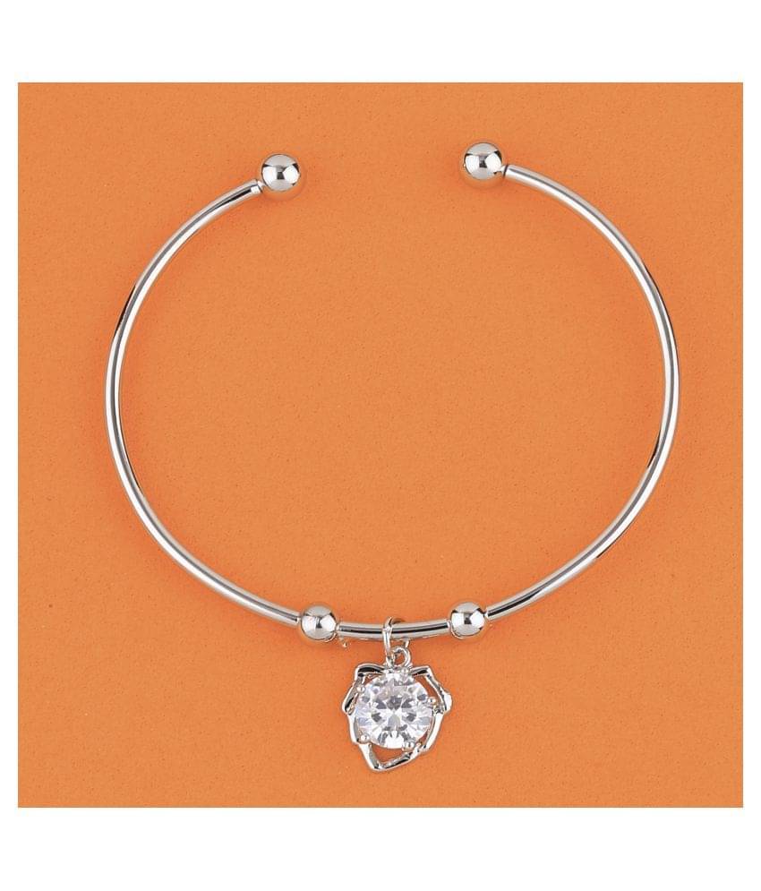 SILVER SHINE Party Wear Delicate Look Adjustable Bracelet With Diamond For Women Girls     			SILVER SHINE Party Wear Delicate Look Adjustable Bracelet With Diamond For Women Girls