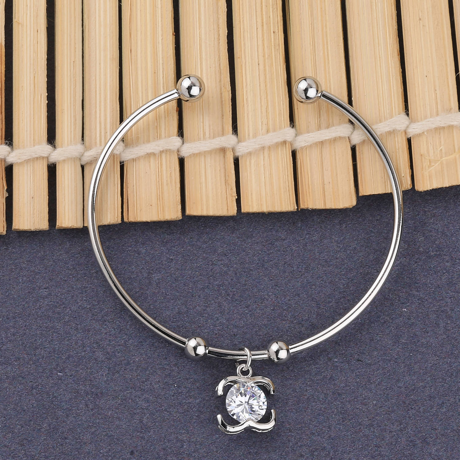 SILVER SHINE Party Wear Fancy Look Adjustable Bracelet With Diamond For Women Girls     			SILVER SHINE Party Wear Fancy Look Adjustable Bracelet With Diamond For Women Girls