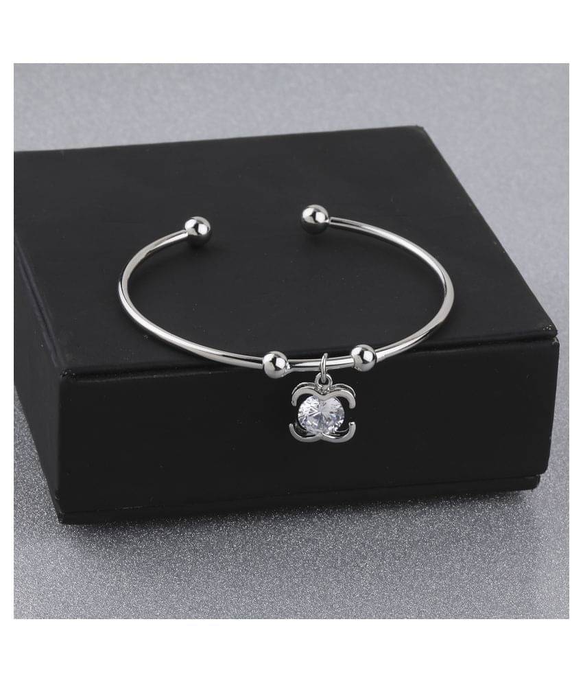 SILVER SHINE Party Wear Fancy Look Adjustable Bracelet With Diamond For Women Girls SILVER SHINE Party Wear Fancy Look Adjustable Bracelet With Diamond For Women Girls
