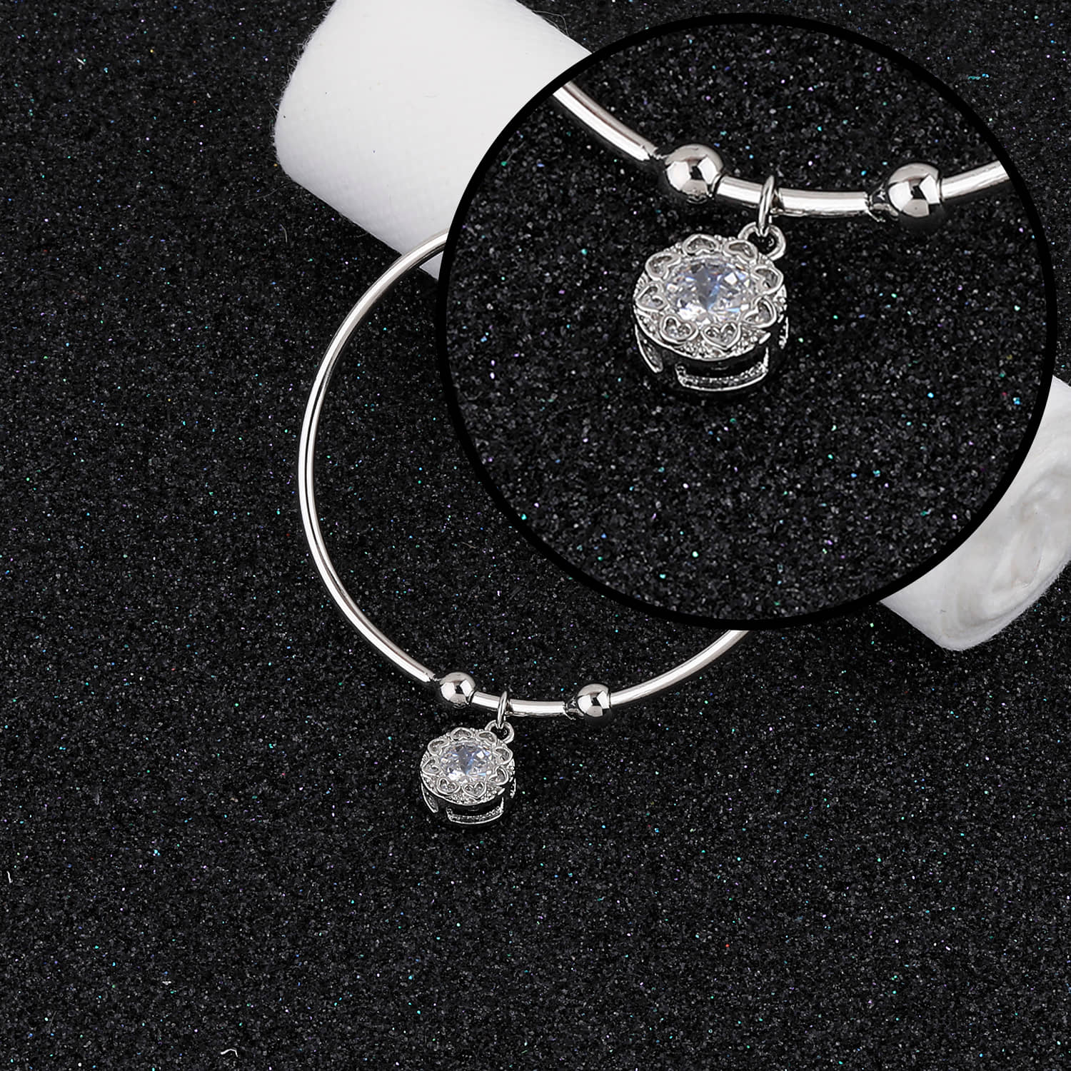 SILVER SHINE Party Wear Stylish Look Adjustable Bracelet With Diamond For Women Girls - Bangles & Bracelets | Buy online on ZillyBuy