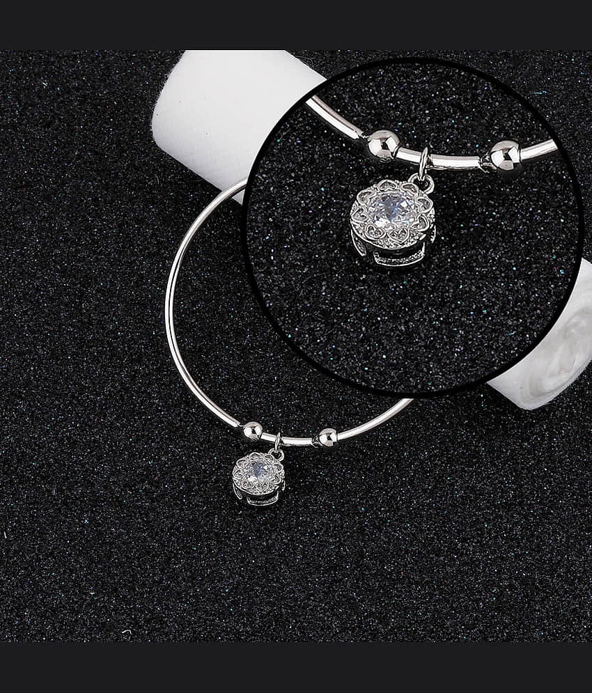SILVER SHINE Party Wear Stylish Look Adjustable Bracelet With Diamond For Women Girls - Bangles & Bracelets | Buy online on ZillyBuy