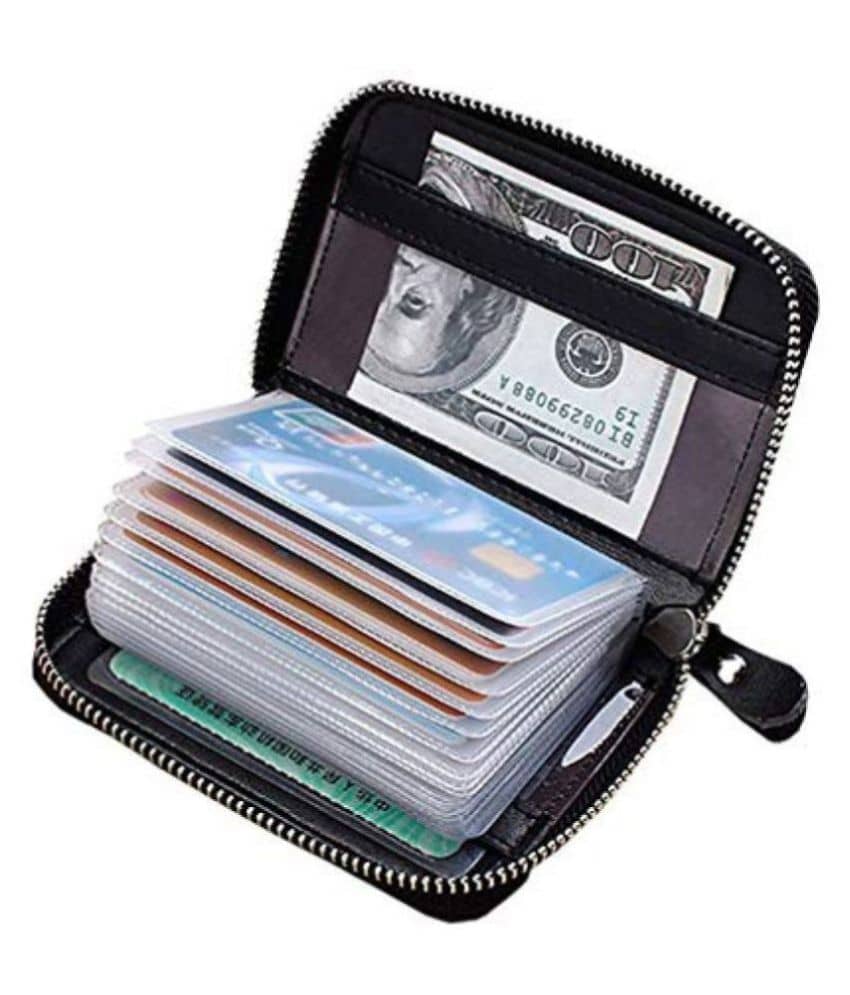 Shuangyou Leather Card Holder/Passport Holder/Document Holder Button Black Card Holder Black - Handbags | Buy online on ZillyBuy