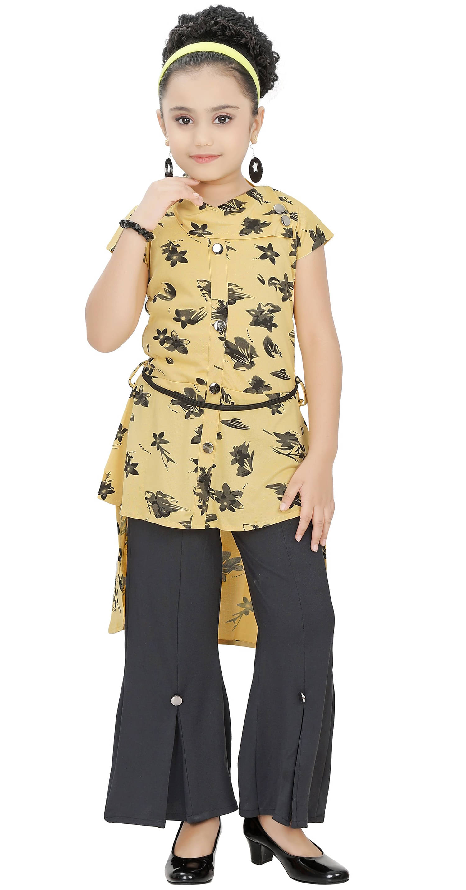     			Arshia Fashions Pack of 1 Girls Cotton Blend Top With Palazzo ( Yellow )