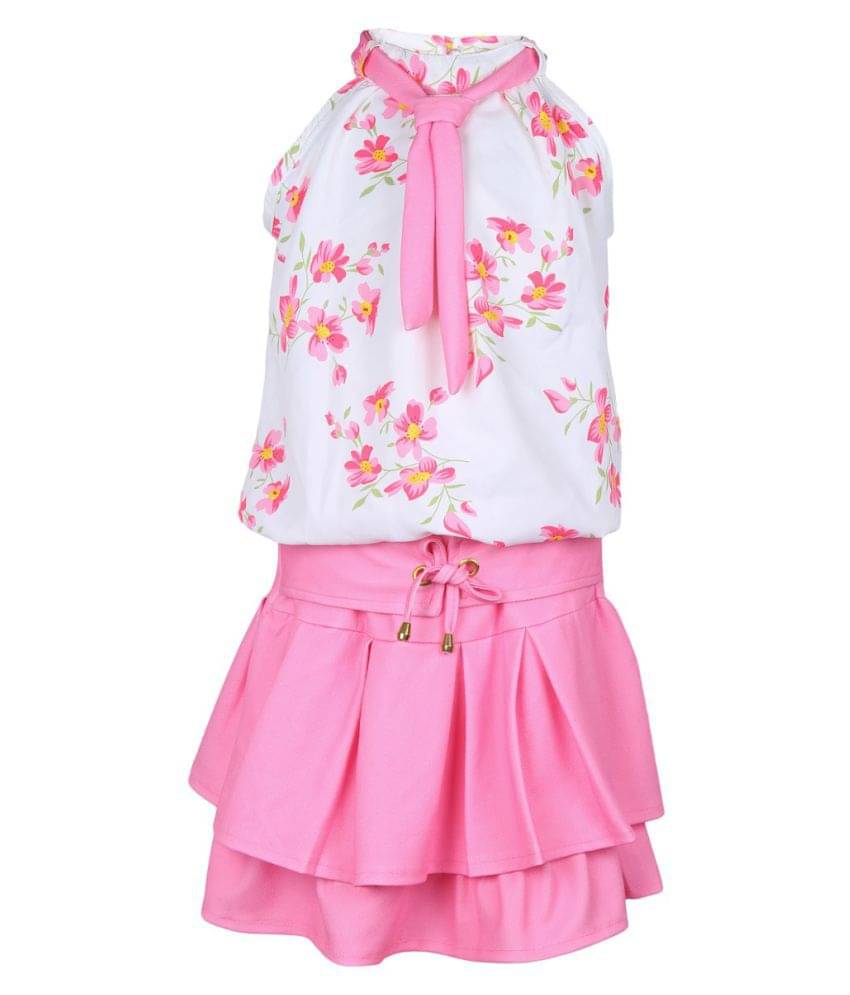     			Arshia Fashions Pack of 1 Girls Cotton Blend Top With Skirt ( Pink )