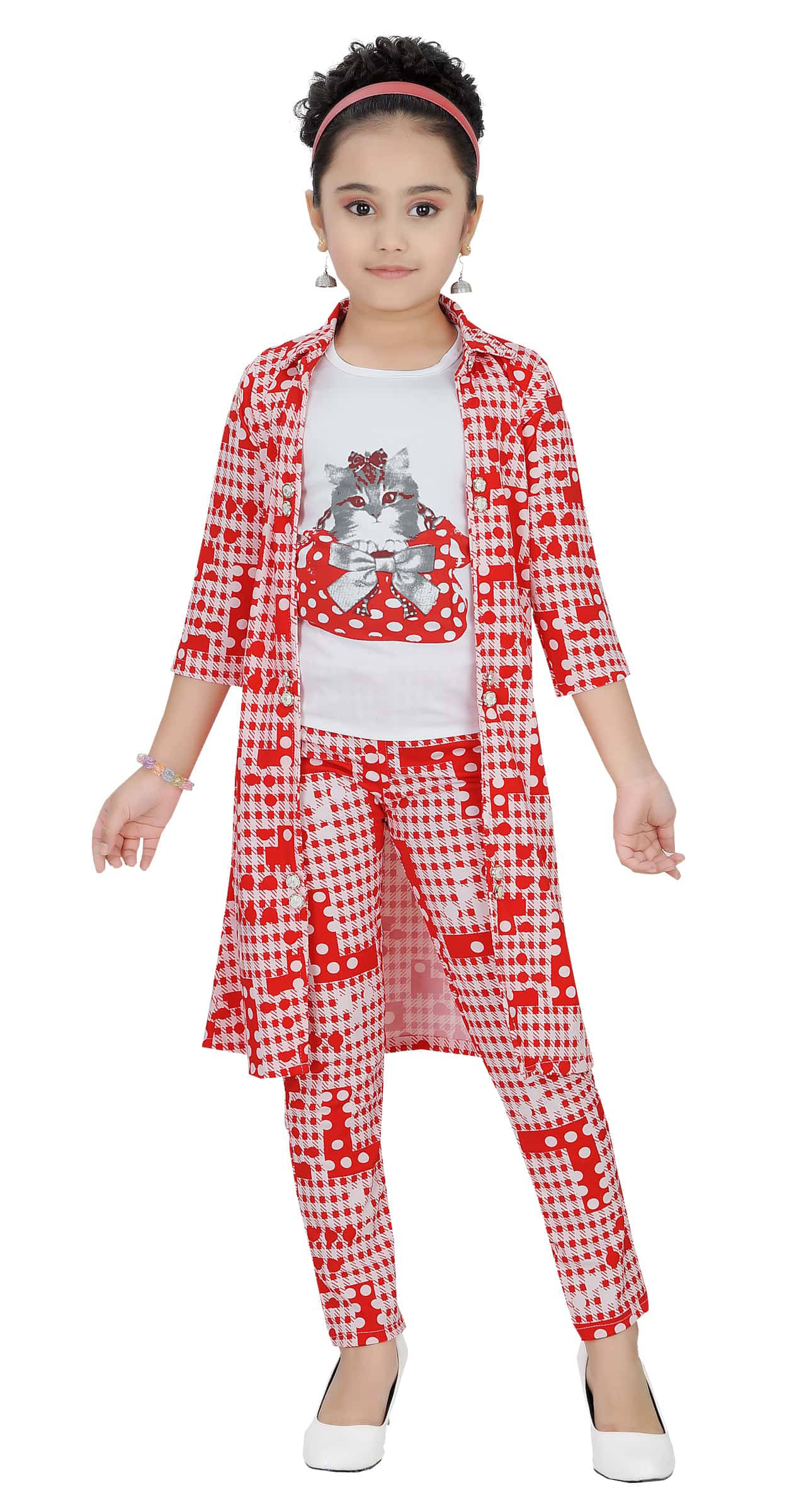     			Arshia Fashions Pack of 1 Girls Cotton Blend Top With Jeggings ( Red )