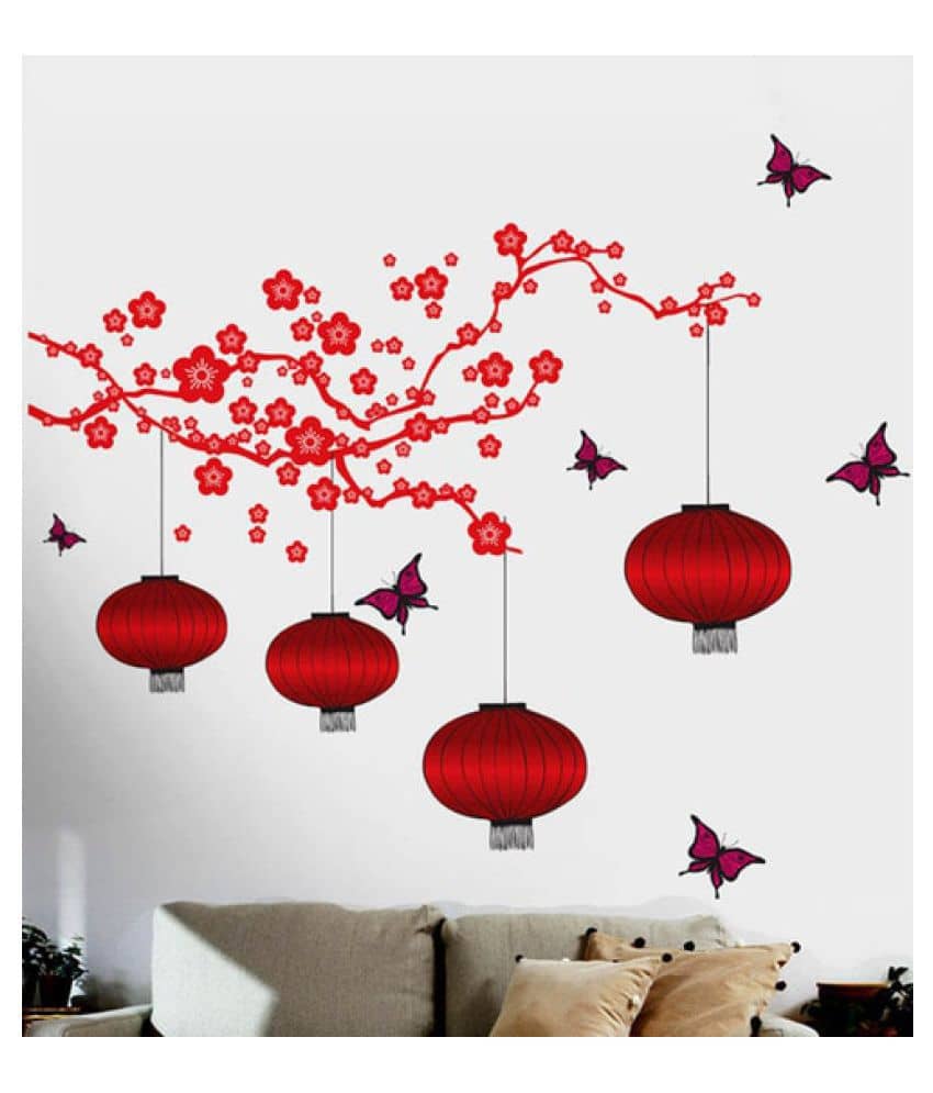 Decor Villa RED TREE Sticker ( 53 x 58 cms )