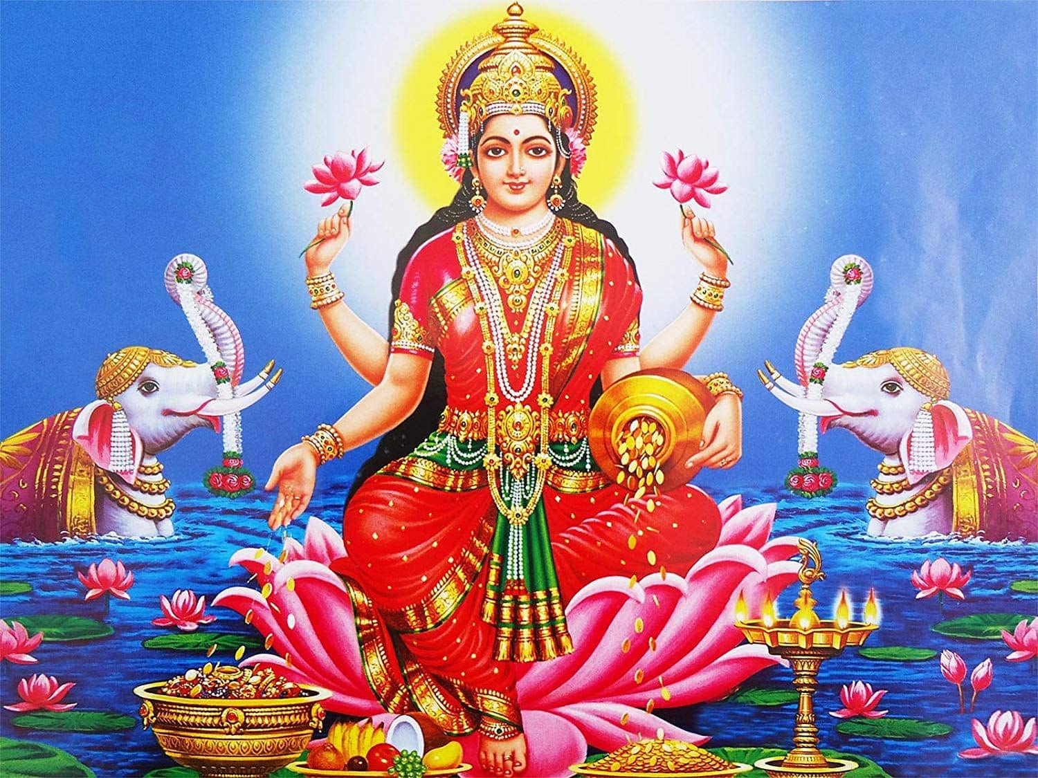 Asmi Collection Maa Lakshmi Vinyl Wall Poster Without Frame