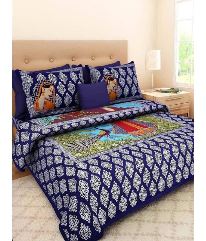Bombay Spreads Cotton King Bedsheet ( Blue )