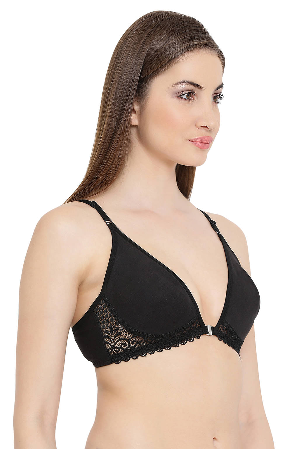     			Clovia Cotton Plunge Bra - Black