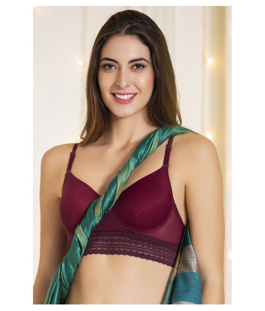Clovia Lace Bralette - Purple     			Clovia Lace Bralette - Purple