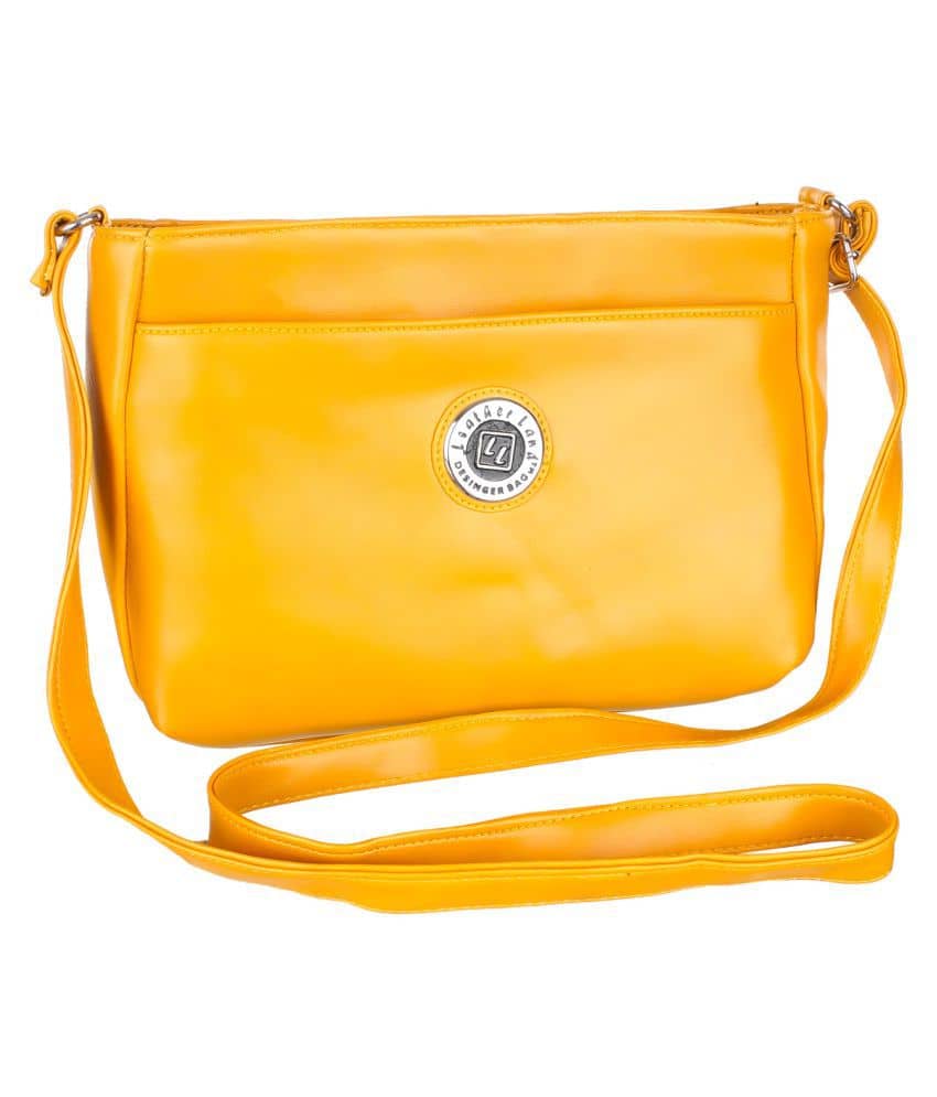 Leather Land Yellow Faux Leather Sling Bag - Handbags | Buy online on ZillyBuy
