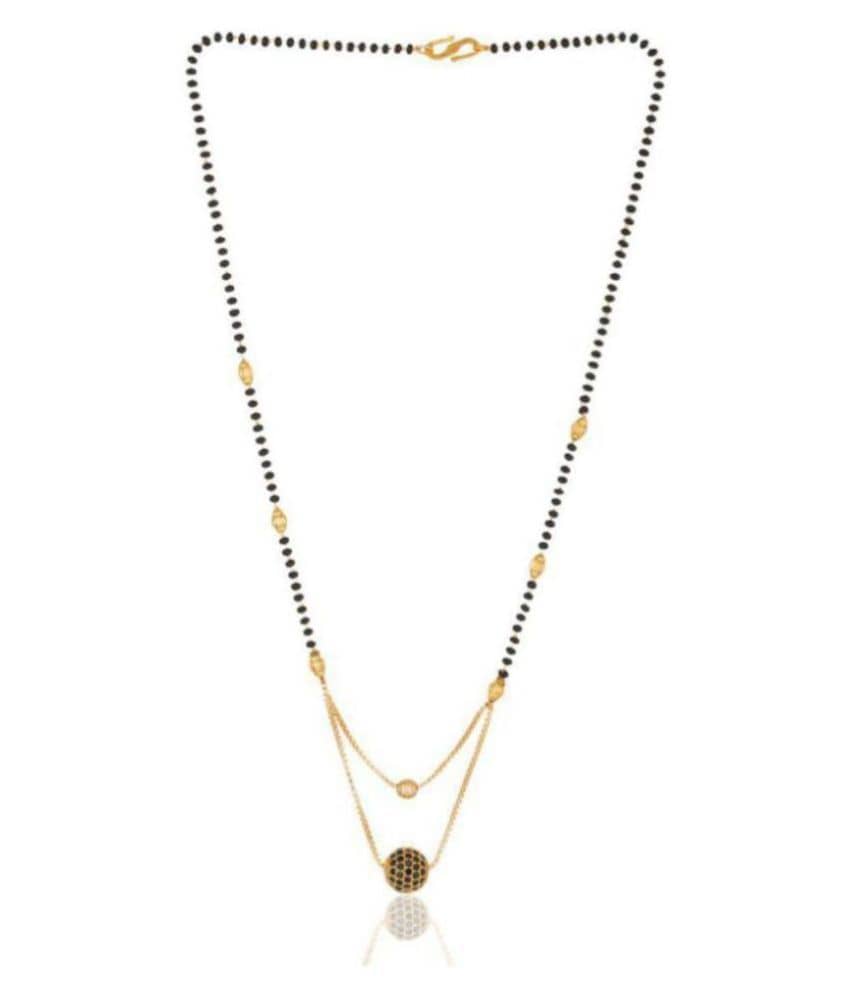 Shankhraj Mall latest design Gold Plated Black Bead Chain Mangalsutra For Women-10029