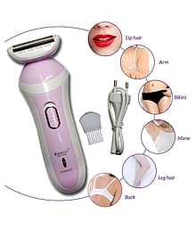 Kemei 2in1 Women Lady Washable Chargeable Shaver Trimmer Hair Remover Epilator ( Pink & White )