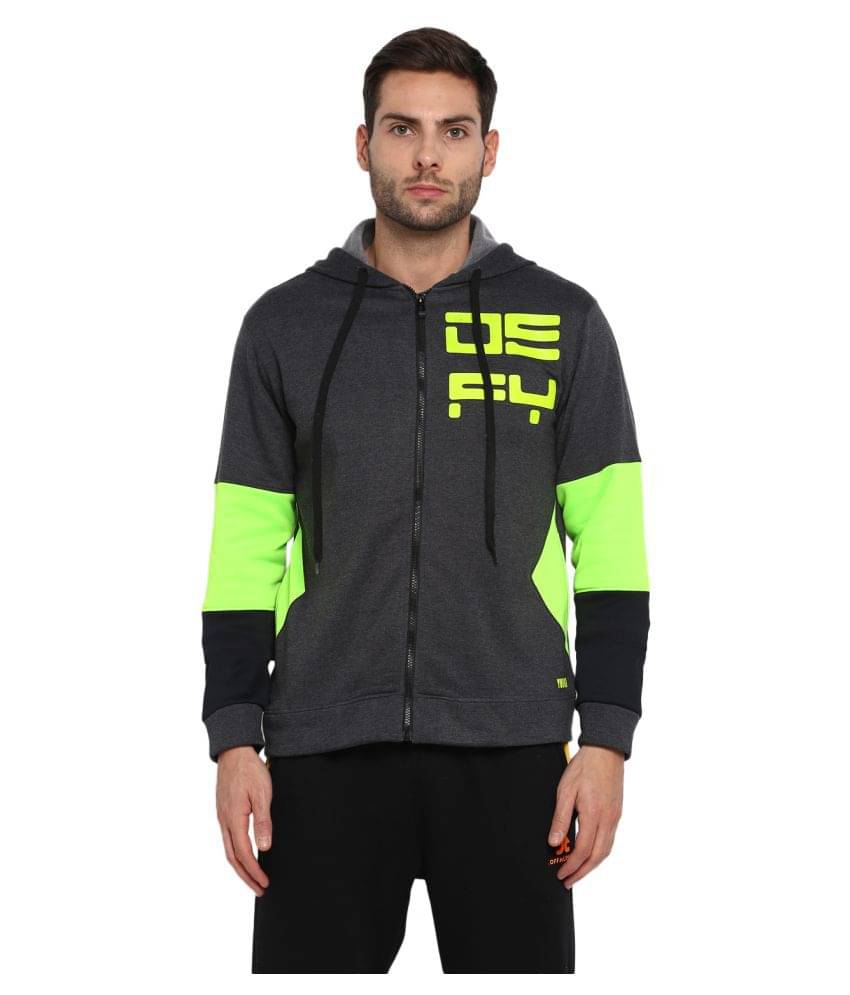     			YUUKI Grey Polyester Fleece Sweatshirt