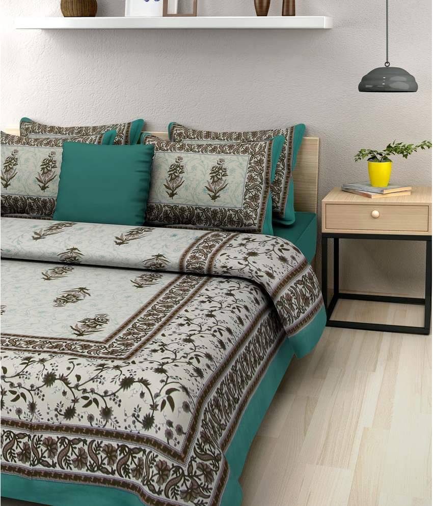     			Uniqchoice Cotton Double Bedsheet ( Turquoise )