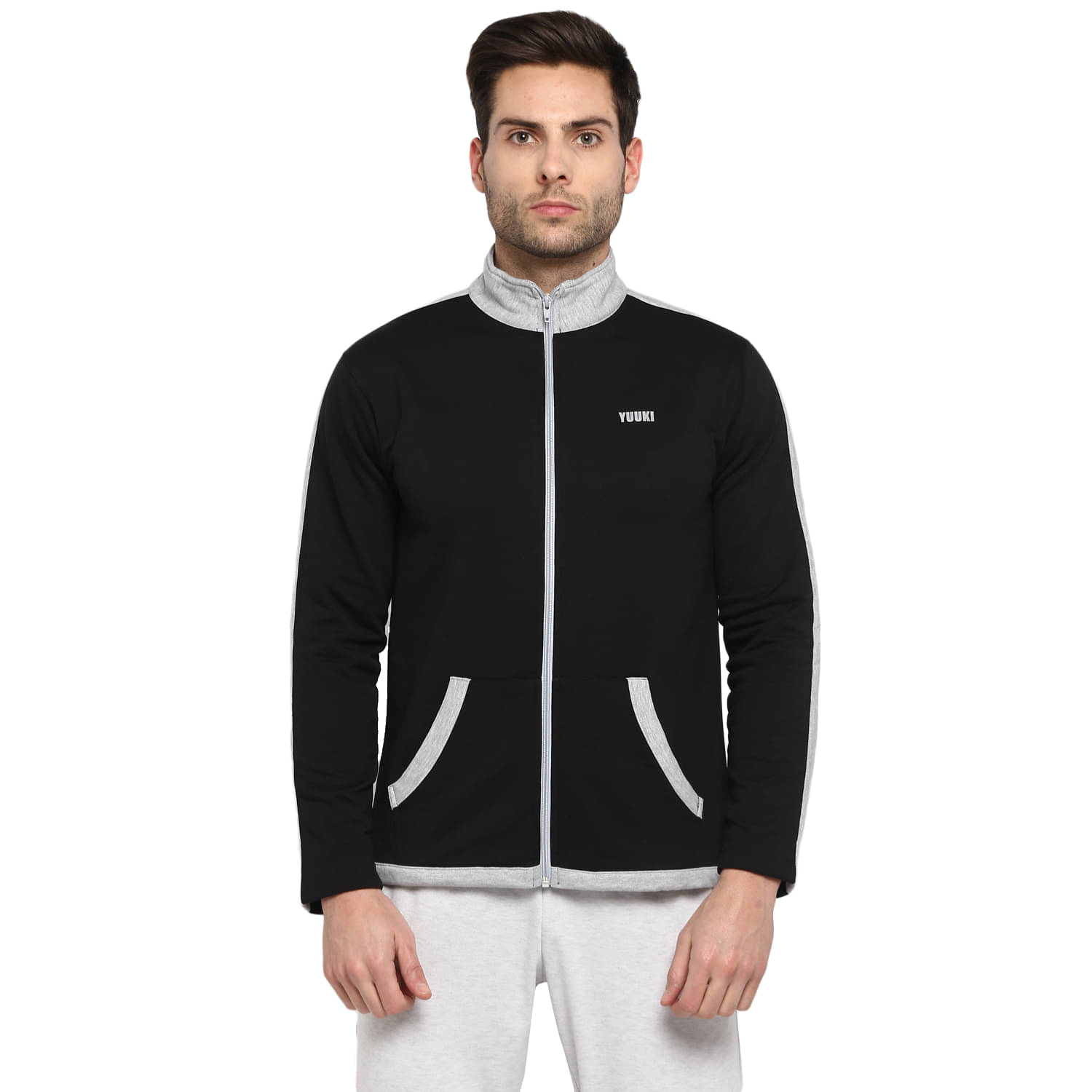     			YUUKI Black Polyester Fleece Jacket
