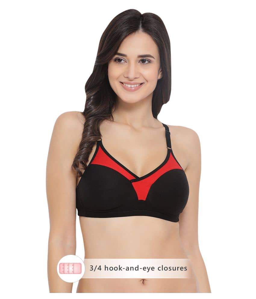Clovia Cotton Non Padded Women's T-Shirt Bra ( Black )