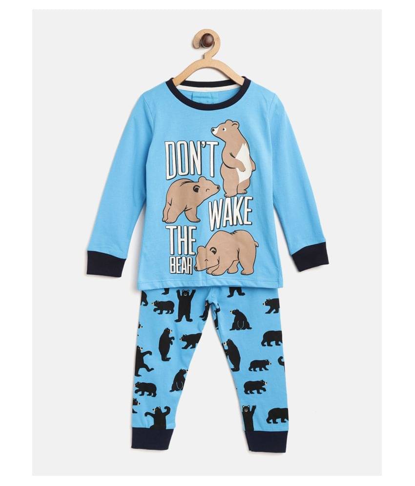     			Lazy Shark Pack of 1 Boys Cotton Blend Nightsuit Set ( Turquoise )