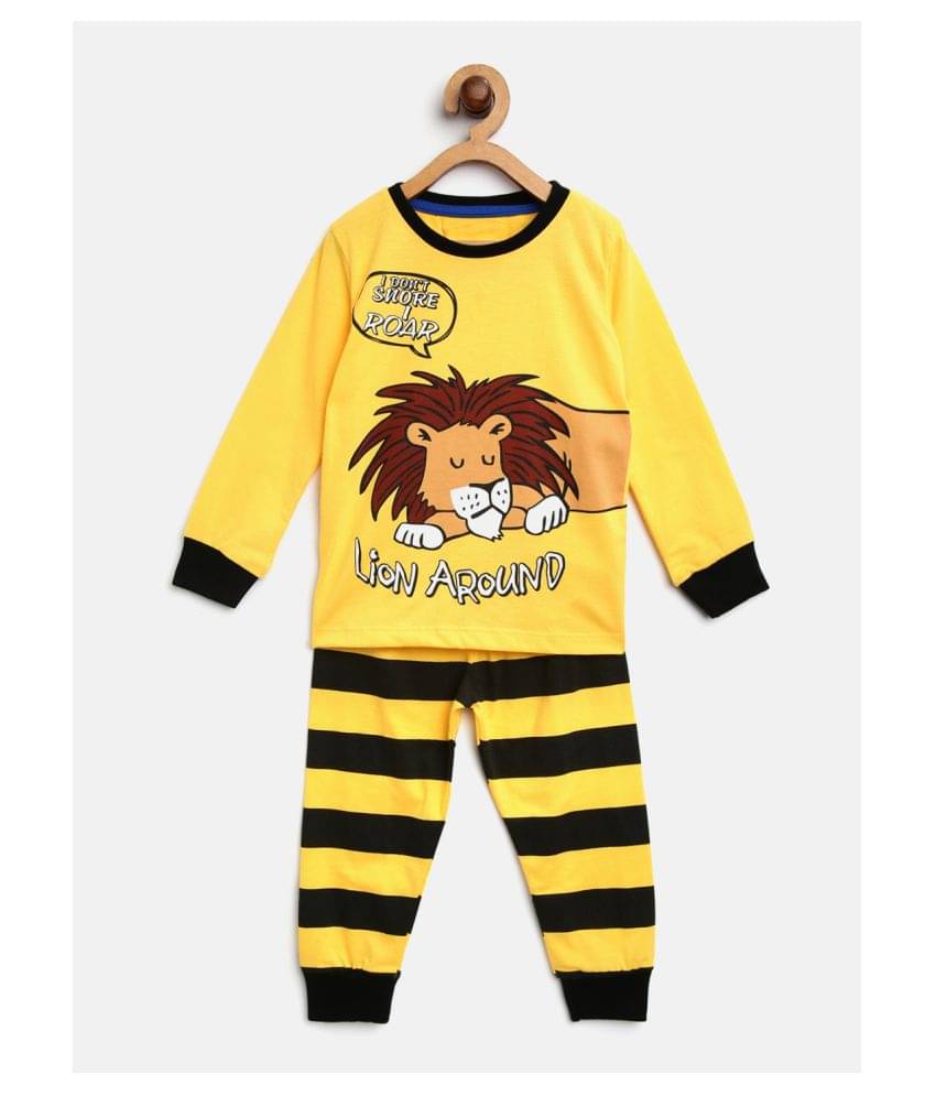     			Lazy Shark Pack of 1 Boys Cotton Blend Nightsuit Set ( Yellow )