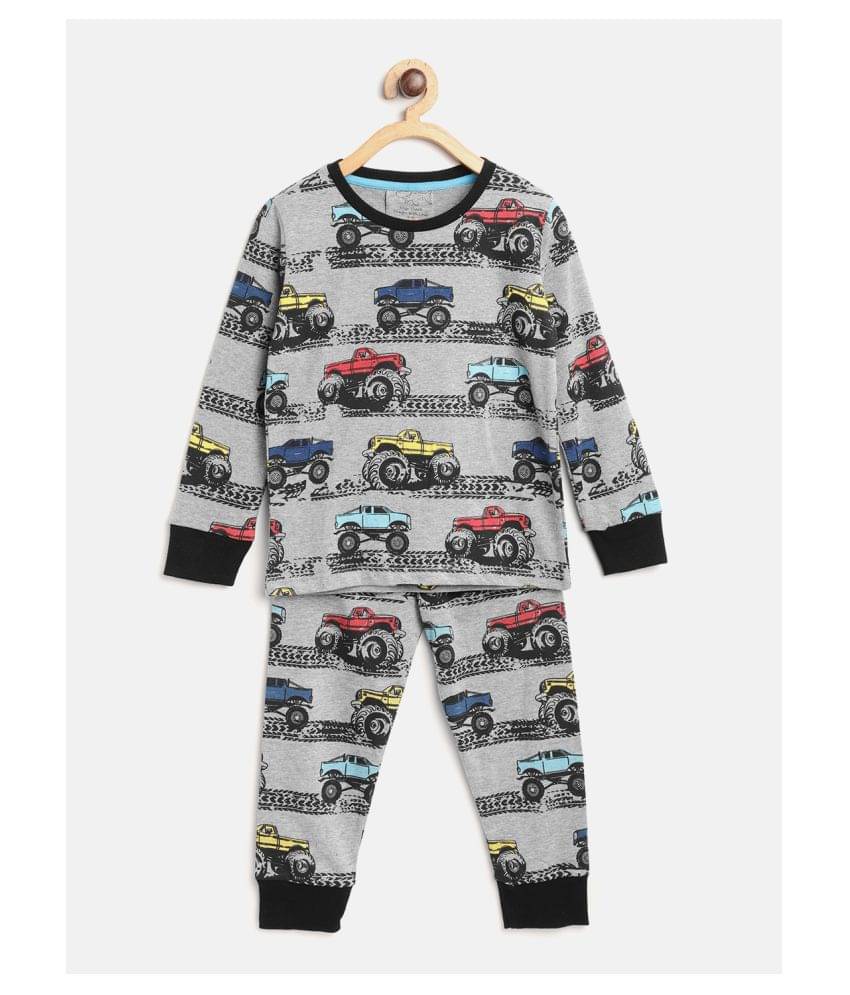 Lazy Shark Pack of 1 Boys Cotton Blend Nightsuit Set ( Grey ) Lazy Shark Pack of 1 Boys Cotton Blend Nightsuit Set ( Grey )