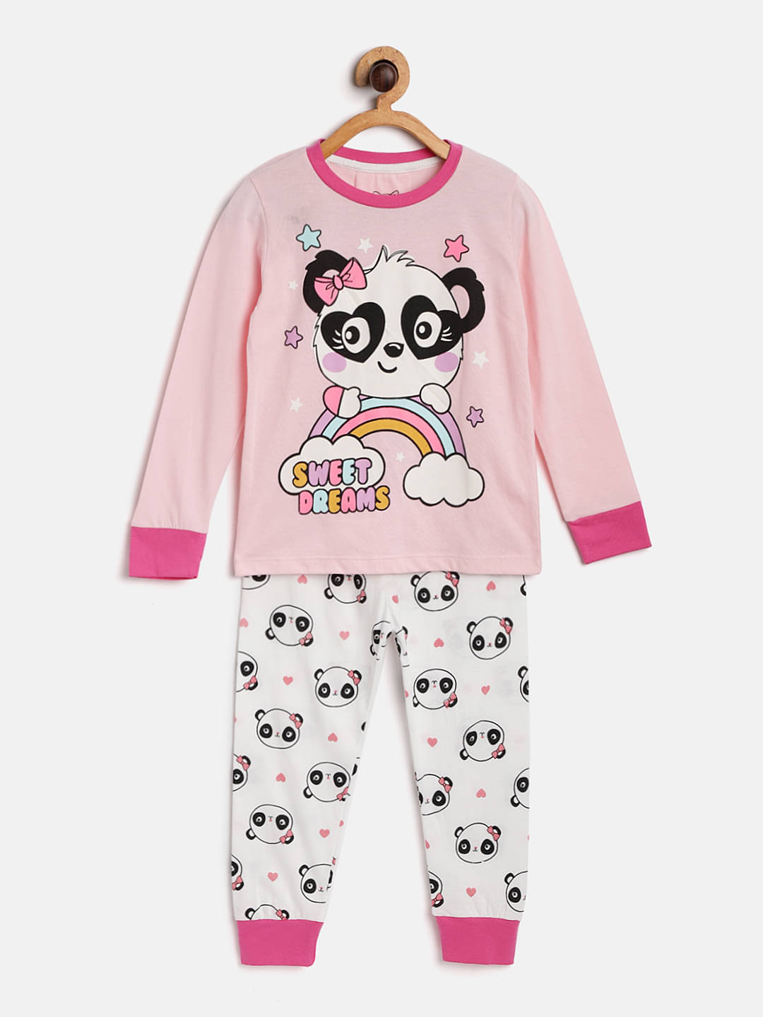     			Lazy Shark Pack of 1 Girls Cotton Blend Nightsuit Set ( Pink )