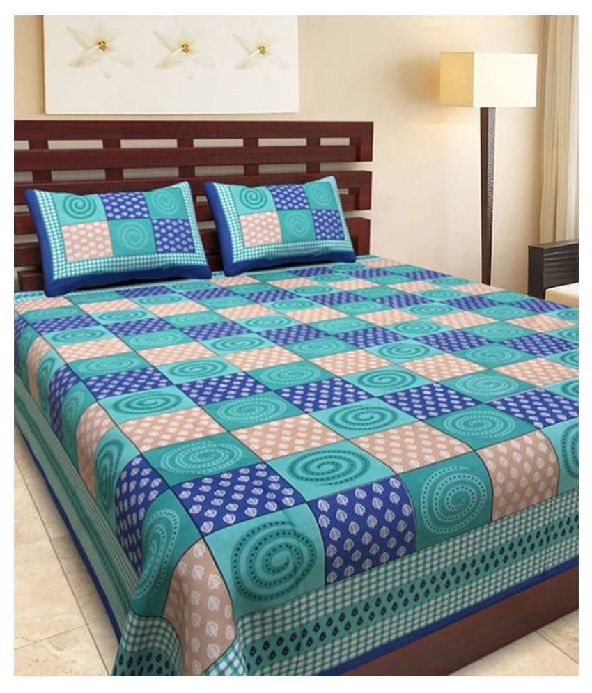     			Uniqchoice Cotton Double Bedsheet ( Blue )
