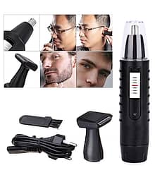 P 2in1 Men's Chargeable Waterproof Ear Nose Bread Mustache Trimmer Hair Clipper Shaver Multigrooming Kit ( With LED Light )