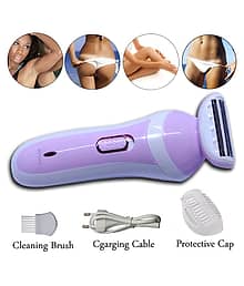 P 2in1 Waterproof Women Lady Chargeable Painless Hair Remover Shaver Trimmer Epilator ( Pink & White )