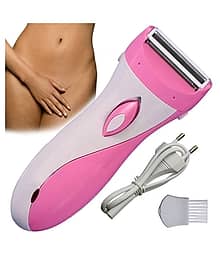 P Chargeable 2in1 Waterproof Women Lady Hair Remover Shaver Trimmer Painless Epilator ( Pink & White )