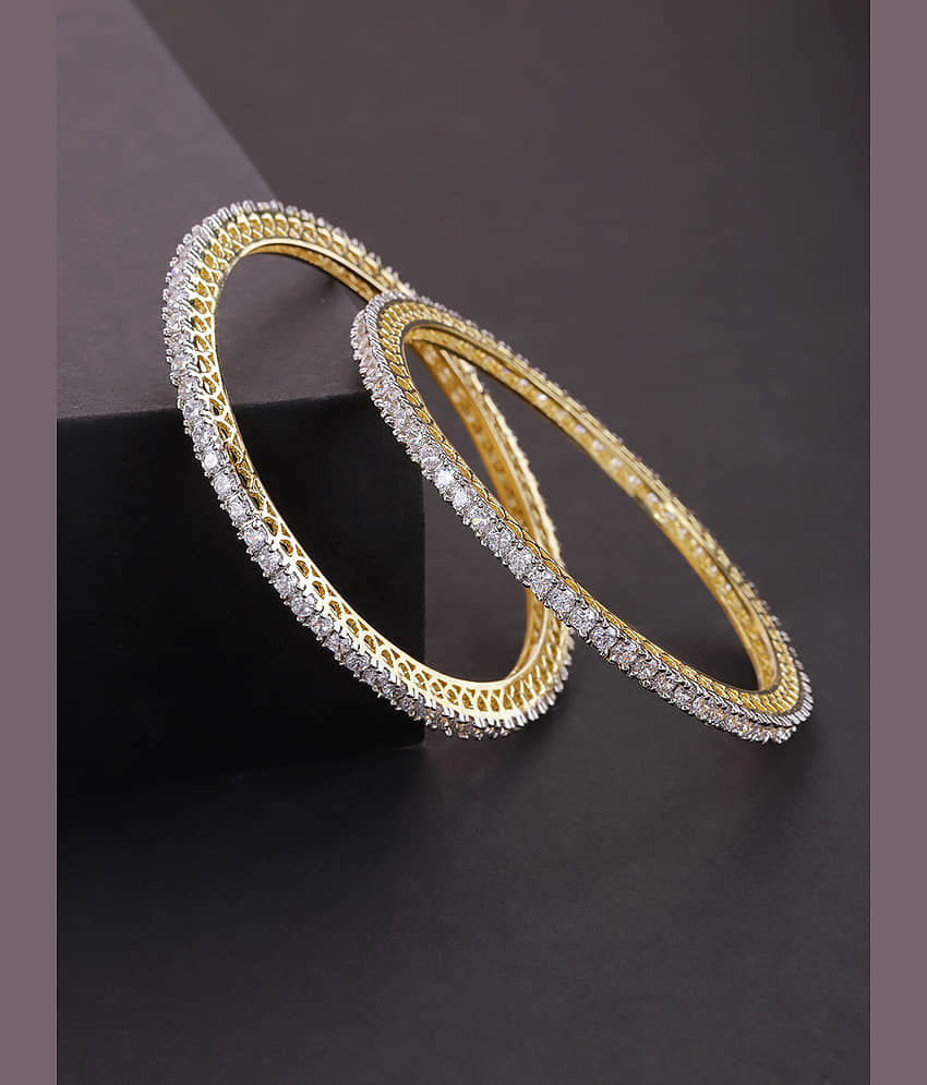 Priyaasi Beautiful White American Diamond Gold Plated Bangles for Women and Girls - Bangles & Bracelets | Buy online on ZillyBuy