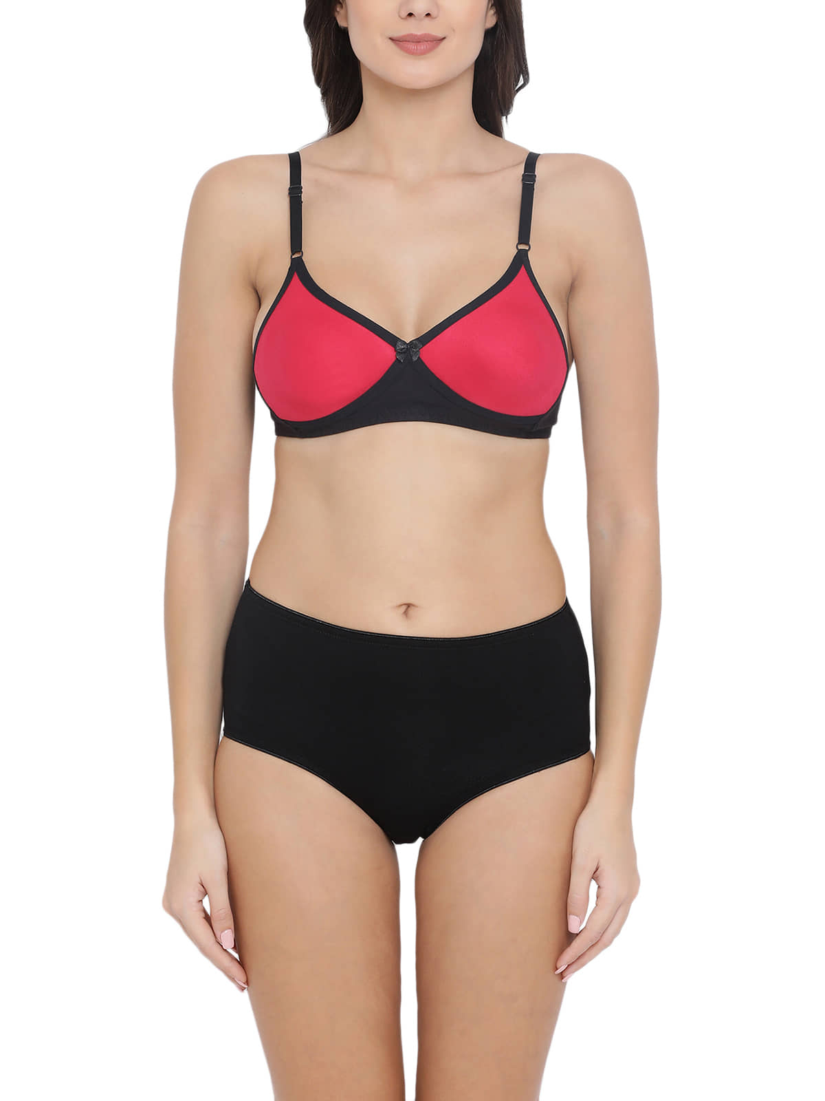 Clovia Pack of 2 Cotton Women's Bra & Panty Set ( Black )