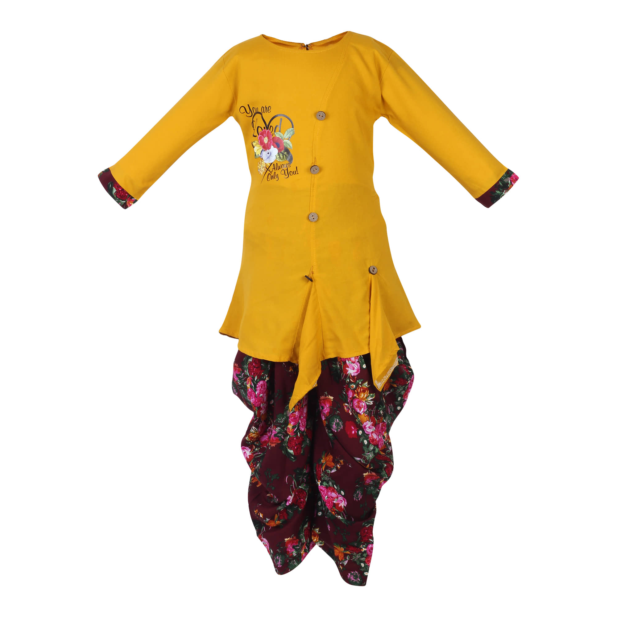 Arshia Fashions Girls Faux Viscose Patiala Kurta Sets ( , Yellow )