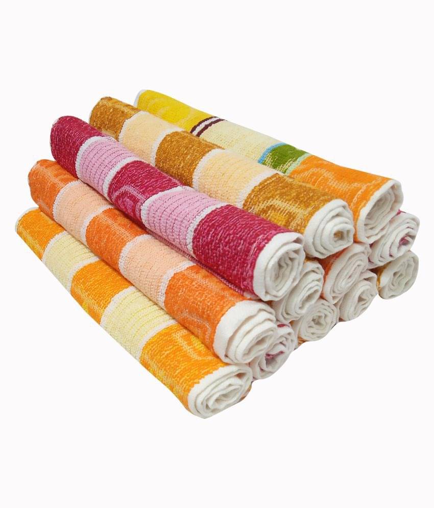    			Feather Green Set of 12 Face Towel Multi