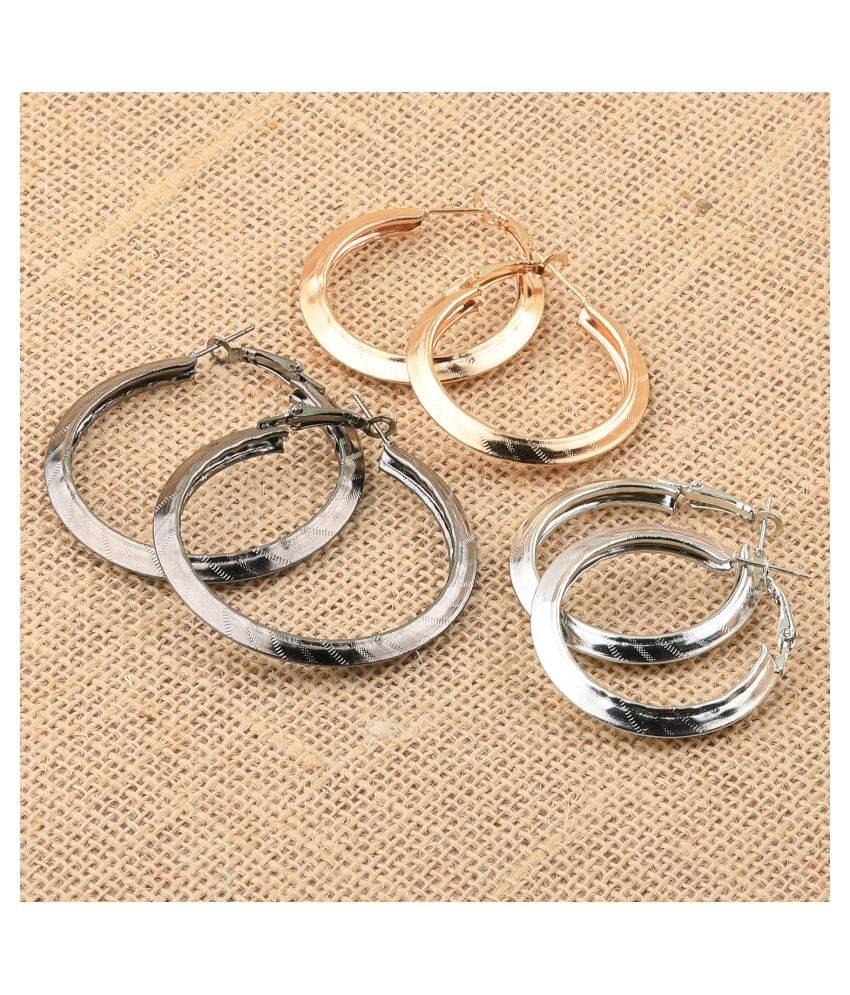     			SILVER SHINE Charm Stylish Drop Combo Earring For Girl Women  Set of 3
