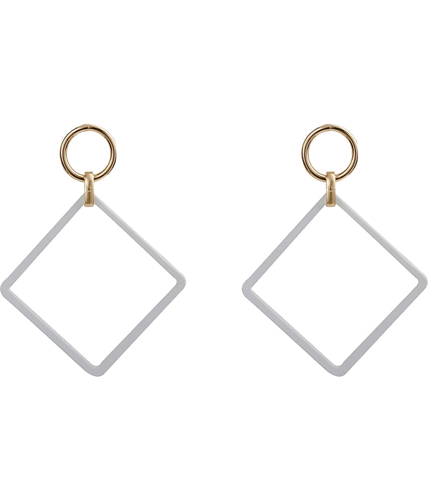 Silver Shine Alluring White Stylish Fashionable Unique Drop Earring - Earrings | Buy online on ZillyBuy