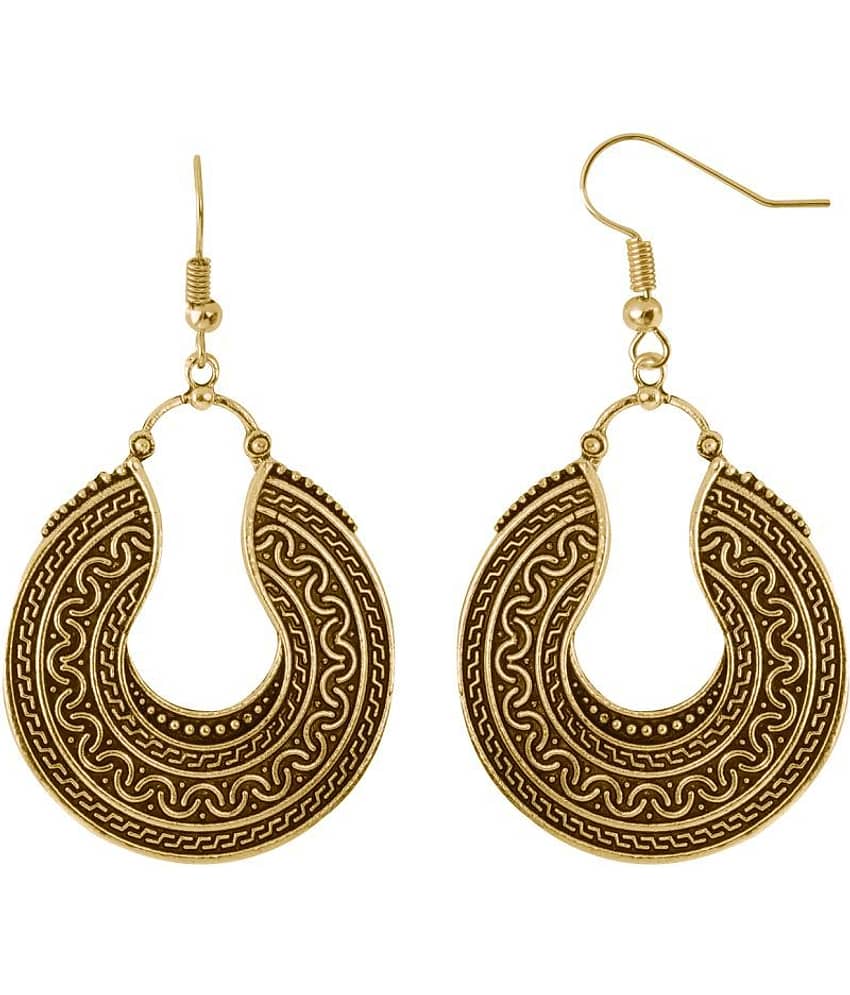 Silver Shine Elite Golden Round Egyptian Work Earrings for Women - Earrings | Buy online on ZillyBuy
