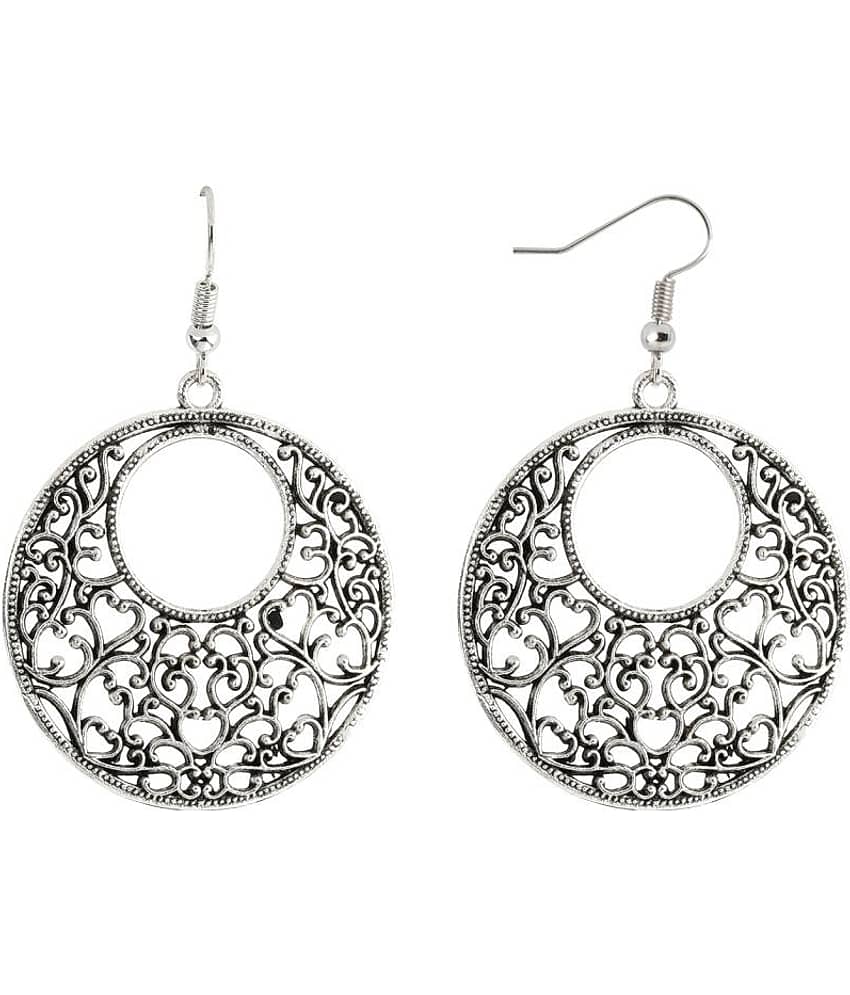Silver Shine Eye-Catching Silver Attractive Mughal Desgin Drop Earring For Women - Earrings | Buy online on ZillyBuy