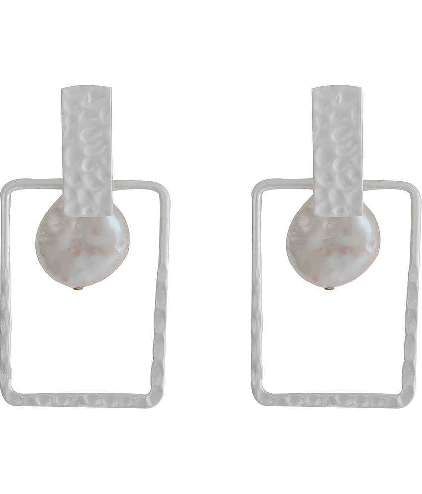 Silver Shine Glamrouse white Colour Shape Blocked Designe Drop Earring For Girls And Women Jewellery - Earrings | Buy online on ZillyBuy