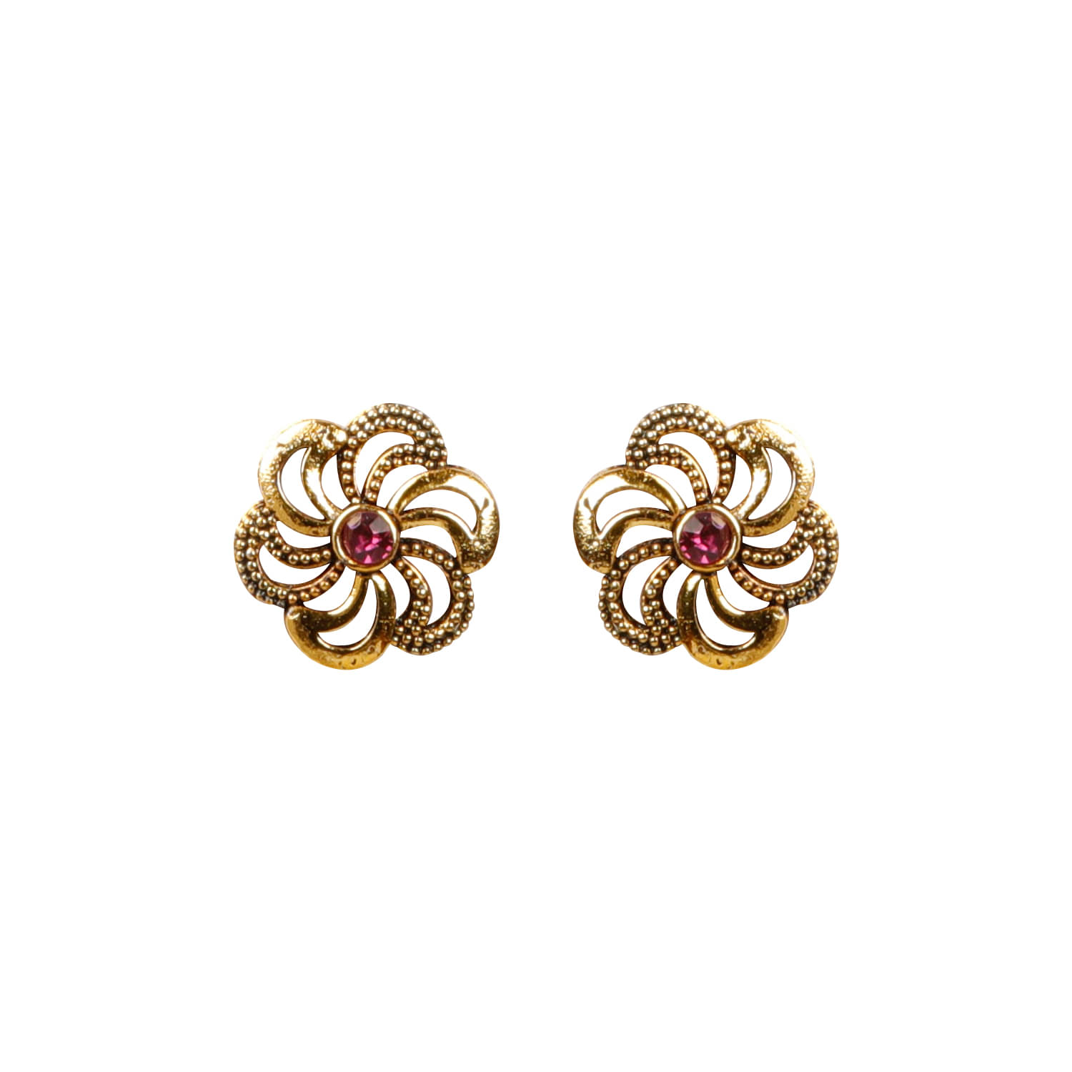     			Silver Shine Graceful Pink Diamond Flower Stud Earrings