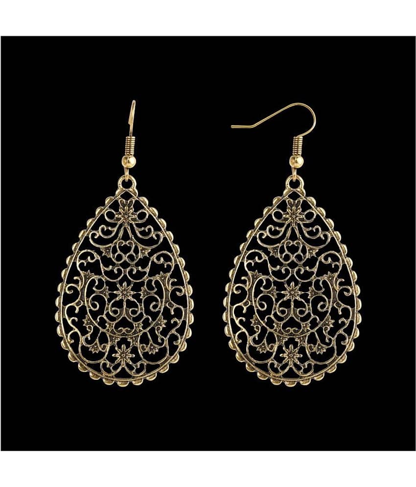 Silver Shine Lavish Golden Mughal Jali Work Earrings for Women - Earrings | Buy online on ZillyBuy