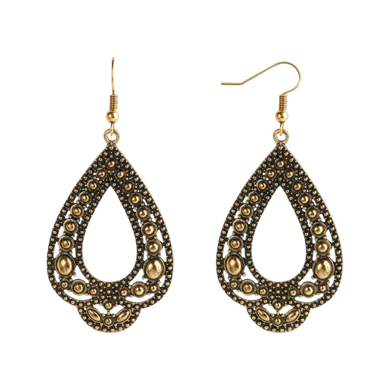     			Silver Shine Magnificent Golden Unique Carved Earrings for Women