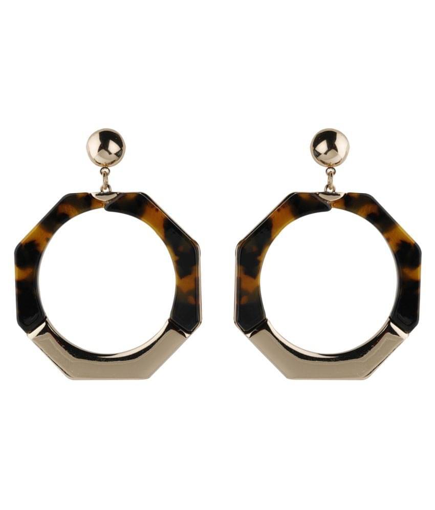     			Silver Shine Metallic Hexagonal Shape Partywear Earring For Girls and Women Jewellery