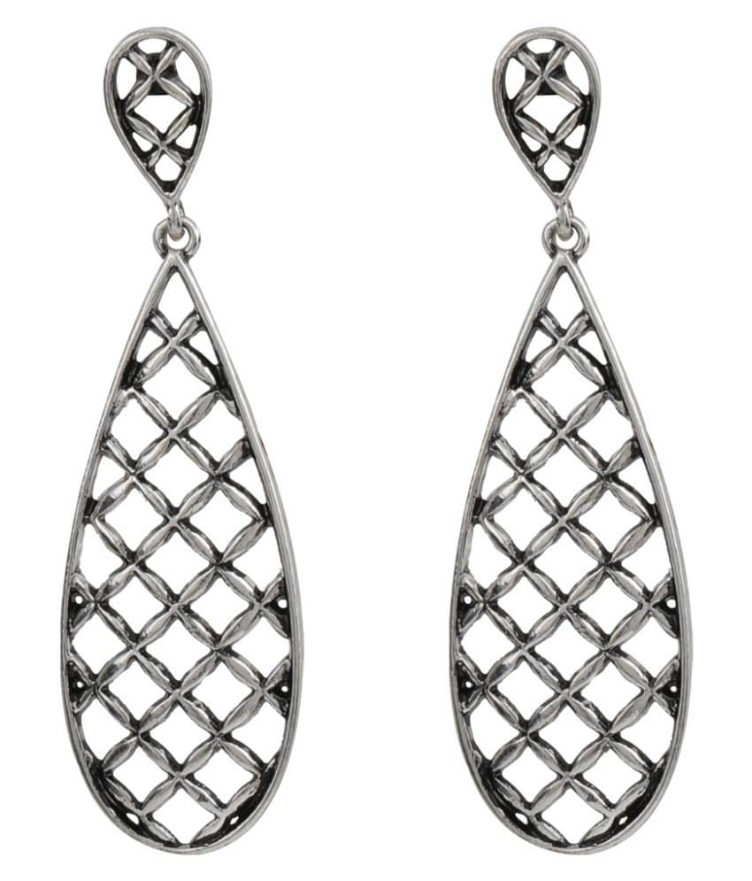     			Silver Shine Sensational Silver Jali Design Drop Earrring