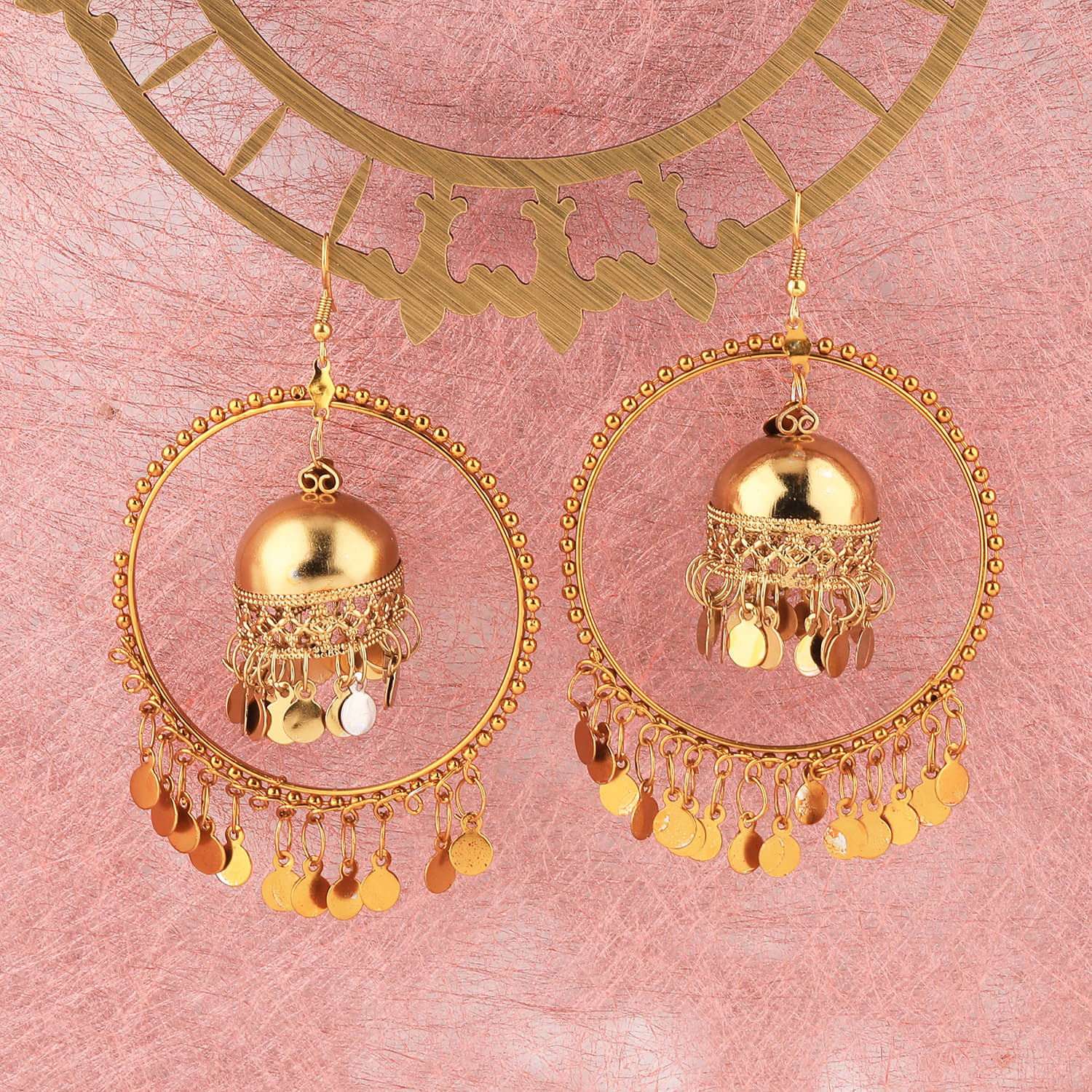     			Silver Shine Stylish Party Wear Golden  jumki Dangle Earrings For Women Girl