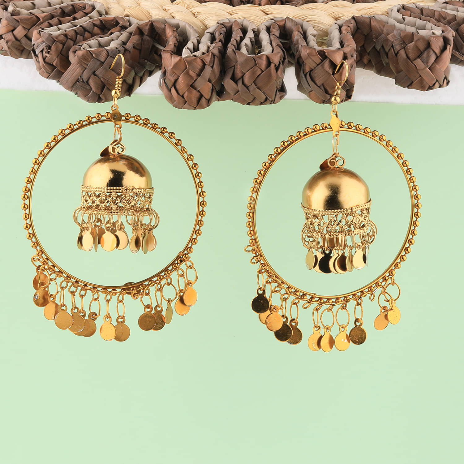     			Silver Shine Stylish Party Wear Golden  jumki Dangle Earrings For Women Girl