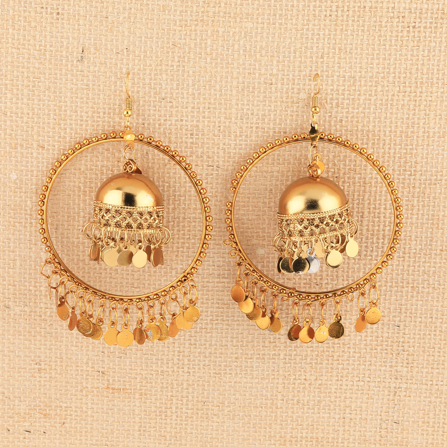     			Silver Shine Stylish Party Wear Golden  jumki Dangle Earrings For Women Girl