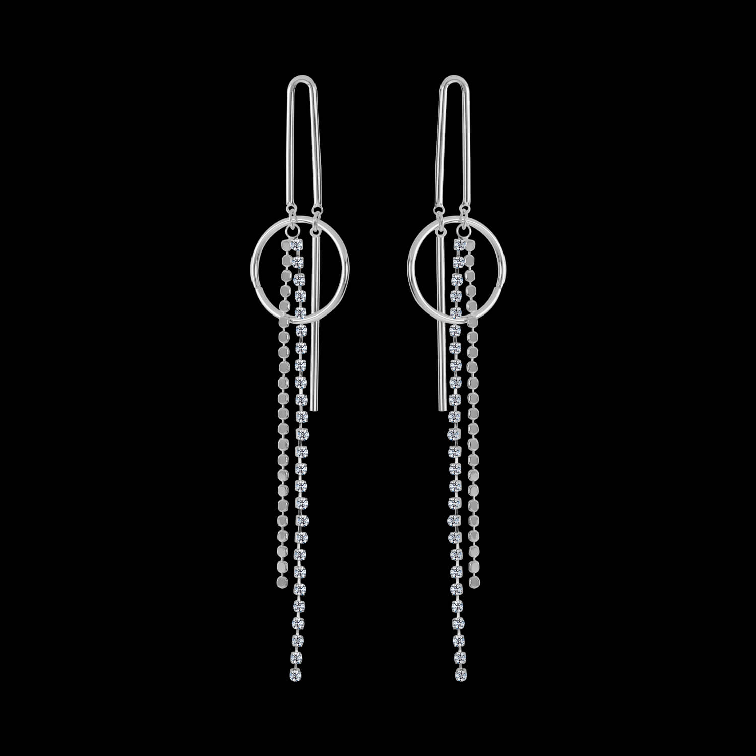     			Silver Shine Stylish Silver Elegent Party Wear Diamond Drop Chain For Women